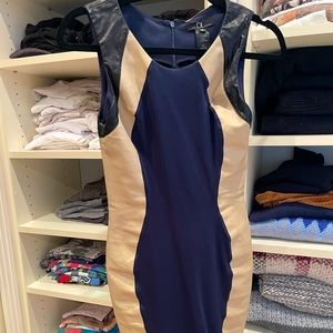 David Lerner body-con dress w/leather paneling on top